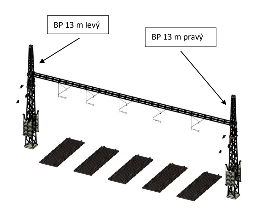 Trakční vedení - příhradové sloupy brány